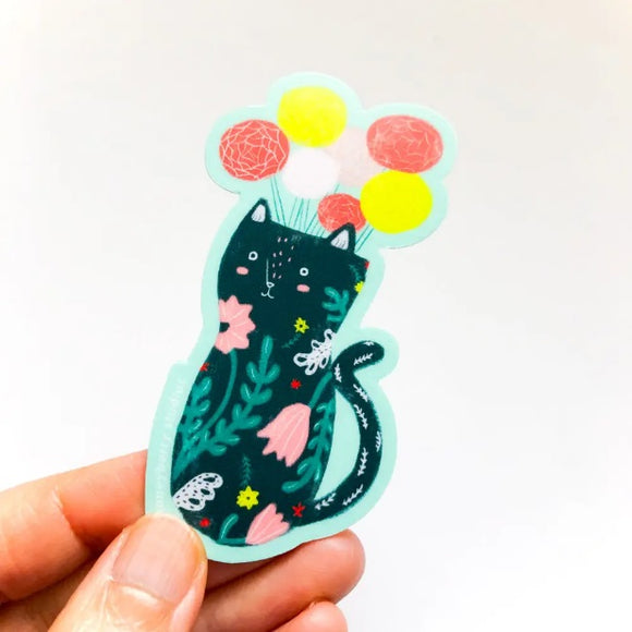 Kitty Flower Vase Sticker by Honeyberry Studios