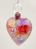 Gold-Lined Red Heart Ornament by Vines Art Glass