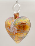 Gold Swirl Heart Ornament by Vines Art Glass