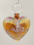 Gold Swirl Heart Ornament by Vines Art Glass