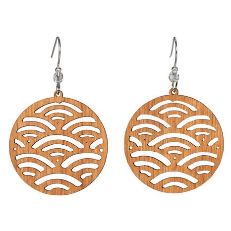 Small Waves Lasercut Wood Earrings by Woodcutts