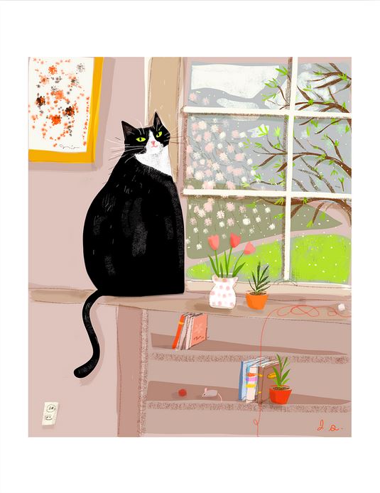 Window Kitty Cat Print by Jamie Shelman