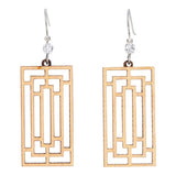 Medium Windowpane Lasercut Wood Earrings by Woodcutts