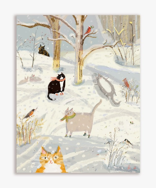 Winter Cats Greeting Card by Jamie Shelman