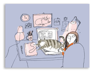 Don't Work Too Hard Cat Greeting Card by Jamie Shelman