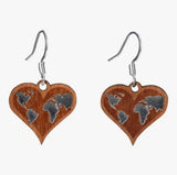Twig World in Heart Lasercut Wood Earrings by Woodcutts